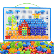 Load image into Gallery viewer, 296 Pieces/Set Box-packed Grain Mushroom Nail Beads Intelligent 3D Puzzle Games Board for Children Kids Educational Toys
