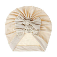 Load image into Gallery viewer, Handamde Elegant Baby Hats for Girls Big Bow Turban Hat Newborn  Baby Beanie Cap Solid Color Style
