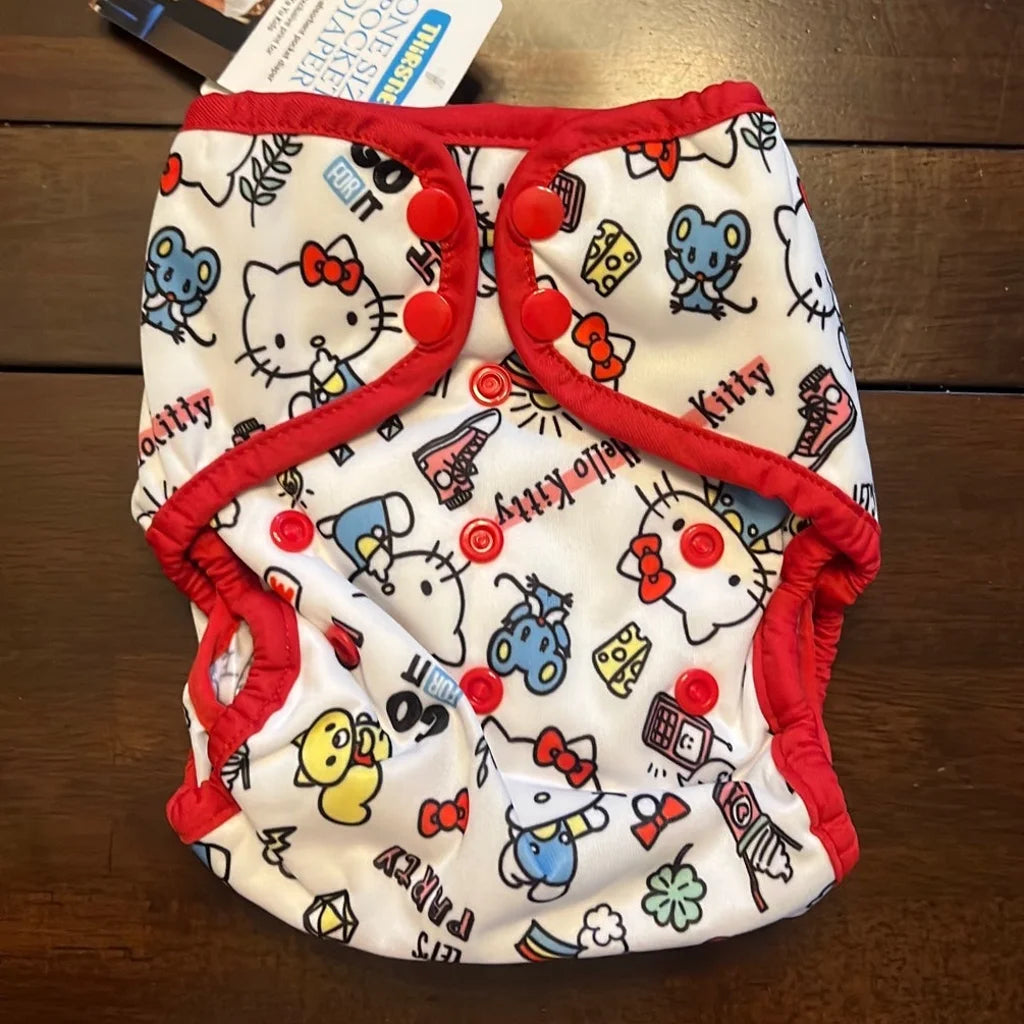 Thirsties Natural One Size Pocket Diapers - Hello Kitty Red