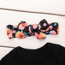 Load image into Gallery viewer, Halloween Clothing Newborn Infant Pumpkin Romper Floral Trousers Hat Headband 4pcs Set For Girls
