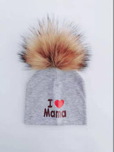 Load image into Gallery viewer, Newborn Cotton Hats Baby Pom Pom Childre Infant Hats For BabY Boys and Girls Wth Printed "I love mama " and " Design
