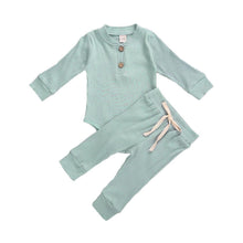 Load image into Gallery viewer, Infant Newborn Baby  Spring Autumn Ribbed Solid Clothes Sets Long Sleeve Bodysuits , Elastic Pants 2PCs
