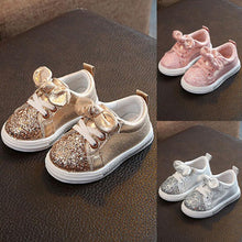 Load image into Gallery viewer, Cute Girls Casual Shoes Sneakers Toddler Baby Girls Bow Sequin Crib Trend Casual Shoes Kids Children Anti Slip Pink Dress Shoes
