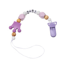 Load image into Gallery viewer, Handmade Shiny Pacifier Clip Chain Infant Nipple Holder Wooden Beaded Crystal Nipple Leash Strap Metal Pacifier Clips For Baby

