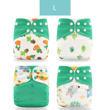 Load image into Gallery viewer, 4PCS/SET Washable Eco-friendly Diaper Ecological Adjustable Nappy Reusable Cloth Diapers Set For Baby and Kids
