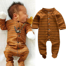 Load image into Gallery viewer, Newborn Infant Baby Girl and  Boy Long Sleeve Romper Wrap Foot Jumpsuit For Baby In Brown Design
