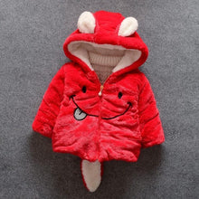 Load image into Gallery viewer, Baby Girl Einter Jacket Girl Cute Rabbit HoodedJacket Children's Wool Sweater Plus Thick Warm Plush For Kids
