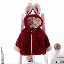 Load image into Gallery viewer, Baby Girl Einter Jacket Girl Cute Rabbit HoodedJacket Children's Wool Sweater Plus Thick Warm Plush For Kids

