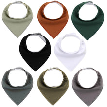 Load image into Gallery viewer, 8PCS/SET Comfortable Colorful 100% Organic Cotton Adjustable Snaps Bandana Saliva Bibs For Baby Boys &amp; Girls Kids
