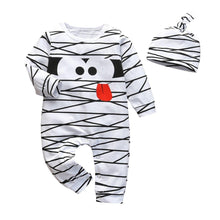 Load image into Gallery viewer, Newborn Baby Boys Romper Clothes Cotton Cute Cartoon Print Long Sleeve Jumpsuit Hat 2 Pcs
