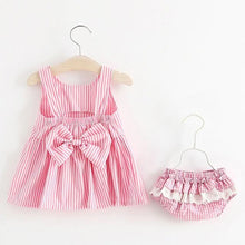 Load image into Gallery viewer, Luxury Modern Baby Girls Dresses With Hat 2pcs Clothes Sets Kids Clothes Baby Sleeveless Dress Print Floral Fruit Design Style
