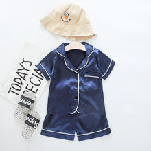 Load image into Gallery viewer, Luxury Modern Children's Pajamas Set Baby Suit Toddler Boys and Girls Ice Silk Satin Cartoon Printing Tops Pants Set Home Wear pajams for Kids
