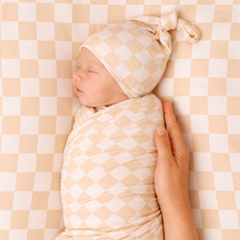 Load image into Gallery viewer, Butter Yellow Checkered Knotted Hat
