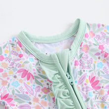 Load image into Gallery viewer, Tiny Blooms Ruffled Zippered Baby Romper
