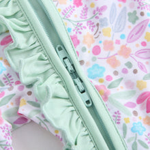 Load image into Gallery viewer, Tiny Blooms Ruffled Zippered Baby Romper

