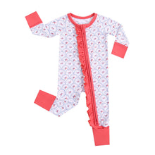 Load image into Gallery viewer, Liberty &amp; Lace Ruffled Zippered Baby Romper
