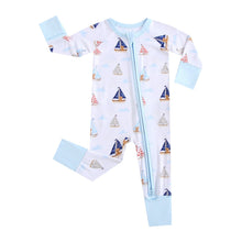Load image into Gallery viewer, Ruff Waves Zippered Baby Romper
