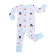 Load image into Gallery viewer, Ruff Waves Zippered Baby Romper
