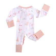 Load image into Gallery viewer, Beach Baby Ruffled Zippered Baby Romper
