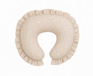 Beige White Floral Ruffle Nursing Pillow Cover