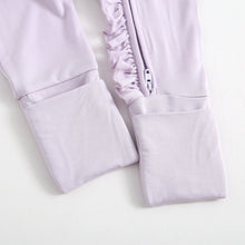 Load image into Gallery viewer, Wisteria Ruffled Zippered Baby Romper

