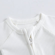 Load image into Gallery viewer, Snow Ribbed Zippered Baby Romper
