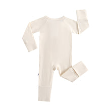 Load image into Gallery viewer, Oatmeal Ribbed Zippered Baby Romper
