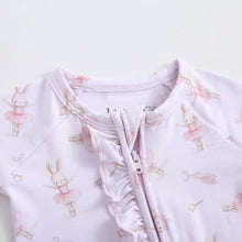 Load image into Gallery viewer, Bunny Tutu Ruffled Zippered Baby Romper

