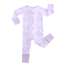 Load image into Gallery viewer, Bows &amp; Blooms Ruffled Zippered Baby Romper
