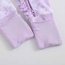 Load image into Gallery viewer, Bows &amp; Blooms Ruffled Zippered Baby Romper
