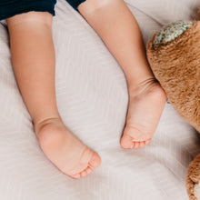 Load image into Gallery viewer, Jersey Knit Polyester Crib Sheet in Herringbone Haven
