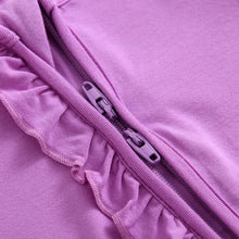 Load image into Gallery viewer, Luxie Lavender Ruffled Zipper Baby Romper
