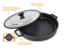 Load image into Gallery viewer, MASTERPAN Nonstick Stovetop Oven Grill Pan &amp; Stainless Steel Lid, Black 12" (30cm)
