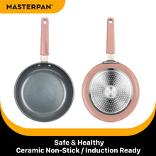 Load image into Gallery viewer, MASTERPAN Ceramic Nonstick Stovetop Oven Frypan &amp; Skillet &amp; Stainless Steel Lid Set, Clay Color 9.5"(24cm)
