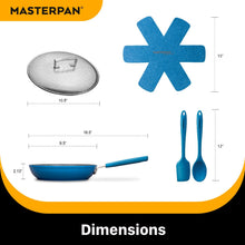 Load image into Gallery viewer, MASTERPAN Ceramic Nonstick Stovetop Oven Frypan &amp; Skillet &amp; Stainless Steel Lid Set, Azure Color 9.5"(24cm)
