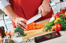 Load image into Gallery viewer, MASTERPAN Essential Chef’s Knife Bundle - 8" Chef’s Knife, 8" Slicer Knife &amp; 7" Santoku Knife - Stainless Steel Blades with Protective Covers
