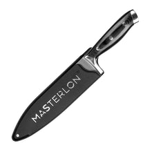 Load image into Gallery viewer, MASTERPAN Essential Chef’s Knife Bundle - 8" Chef’s Knife, 8" Slicer Knife &amp; 7" Santoku Knife - Stainless Steel Blades with Protective Covers
