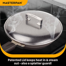 Load image into Gallery viewer, MASTERPAN Ceramic Nonstick Stovetop Oven Frypan &amp; Skillet with Stainless Steel Lid &amp; Utensils, Grey 9.5" (24cm)
