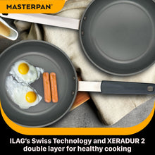 Load image into Gallery viewer, MASTERPAN Ceramic Nonstick Stovetop Oven Frypan &amp; Skillet with Stainless Steel Lid &amp; Utensils, Grey 9.5" (24cm)
