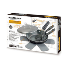 Load image into Gallery viewer, MASTERPAN Ceramic Nonstick Stovetop Oven Frypan &amp; Skillet with Stainless Steel Lid &amp; Utensils, Grey 9.5" (24cm)
