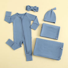 Load image into Gallery viewer, Midnight Blue Zippered Baby Romper
