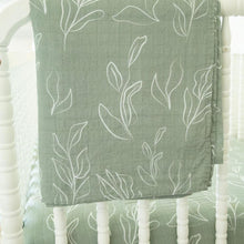 Load image into Gallery viewer, Organic Bamboo Cotton Muslin Swaddle Blanket in Natural Oasis Willow
