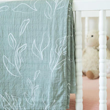 Load image into Gallery viewer, Organic Bamboo Cotton Muslin Swaddle Blanket in Natural Oasis Willow
