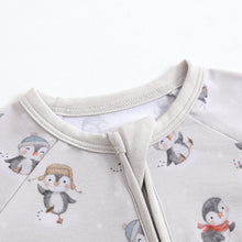 Load image into Gallery viewer, Penguins On Ice Zippered Baby Romper
