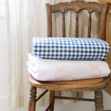 Load image into Gallery viewer, Navy Gingham Crib Quilted Blanket
