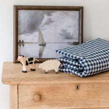 Load image into Gallery viewer, Navy Gingham Crib Quilted Blanket
