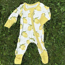 Load image into Gallery viewer, Lemon Bamboo Zip Onesie

