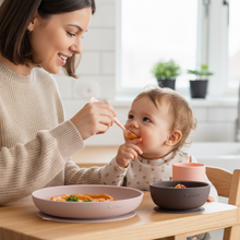 Load image into Gallery viewer, Nattou Silicone Children’s Tableware Set 4-Piece with Non-Slip Suction Plate &amp; Bowl
