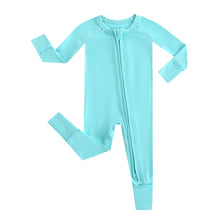 Load image into Gallery viewer, Tranquil Turquoise Zippered Baby Romper
