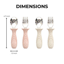 Load image into Gallery viewer, Stainless Steel Self Feeding Utensil Set of 4 (Tofu &amp; Pearl Blush)
